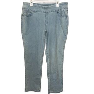 EUC Denim & Co Straight Leg Women's Jeans Pull On Light Wash Stretch Denim Sz 16